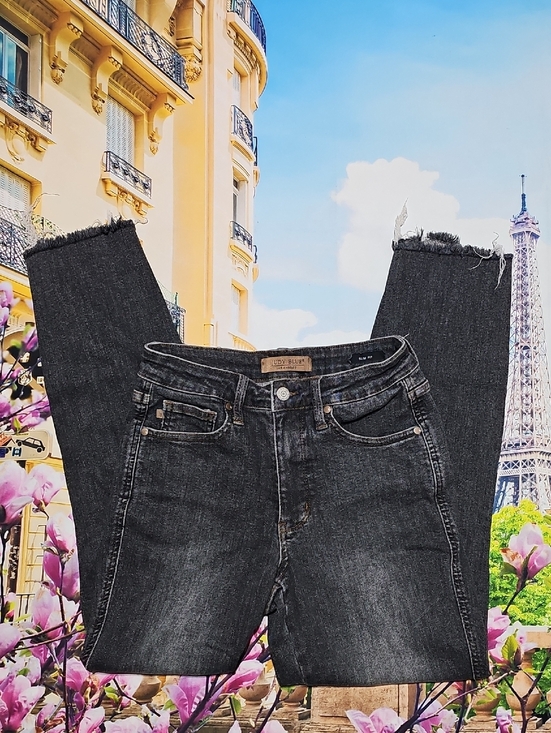 Judy Blue Denim - Judy Blue Black Distressed Slim Fit Raw Hem Jeans Size 3/26